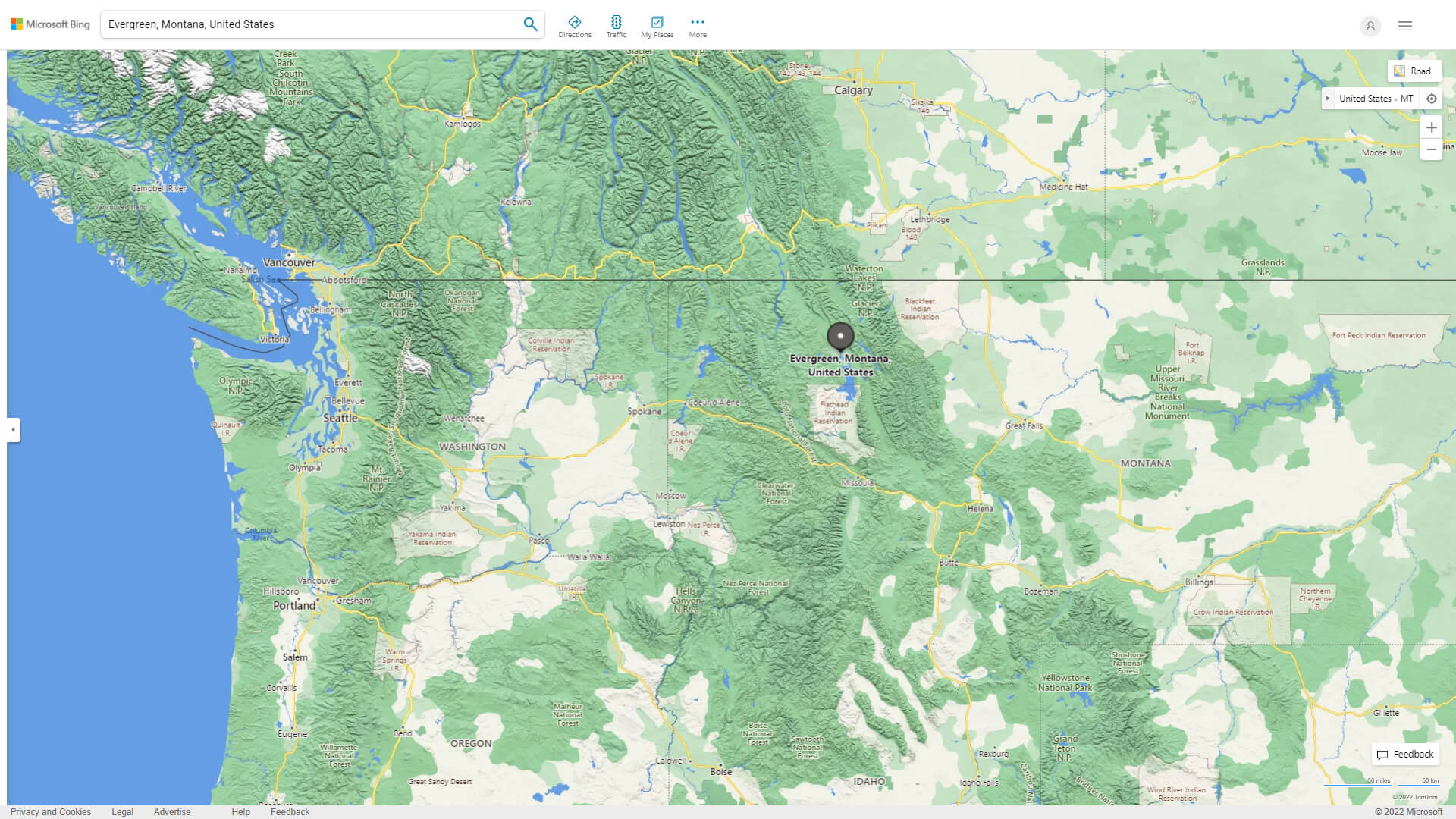Evergreen Map Montana